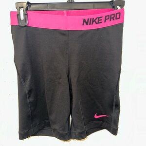 Nike Women's Athletic Biker Shorts Black with Pink Waistband